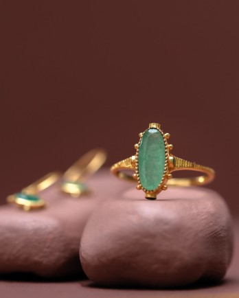 KK - Ring Hadza size 50 nefrite 5x12mm oval g.pl KK - Ring Hadza size 50 nefrite 5x12mm oval g.pl