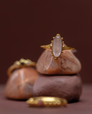 KK - Ring Hadza size 50 rose quartz 5x12mm oval g.pl
