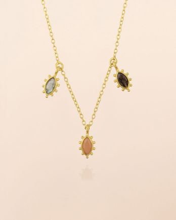 L - Collier 45cm Corvus peach moonst. 2,5x5mm marquise g.pl