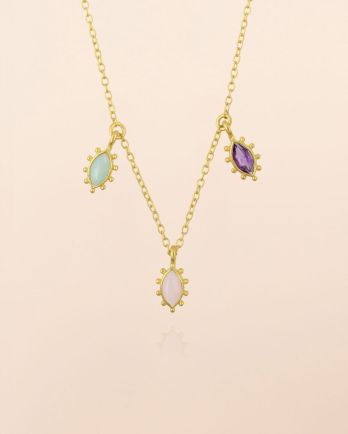 L - Collier 45cm Corvus pink opal 2,5x5mm marquise g.pl