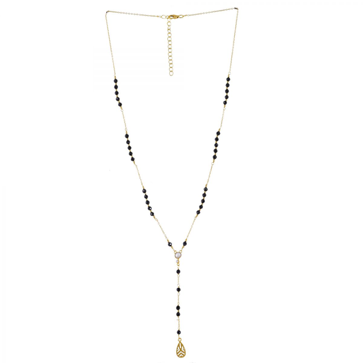 mcollier black agate beads with handcraft drop gold plated