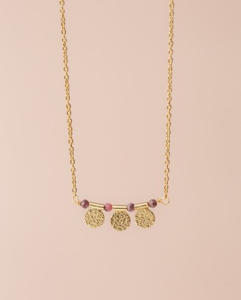 L - Collier Yoruba rhodonite 2mm bead g.pl