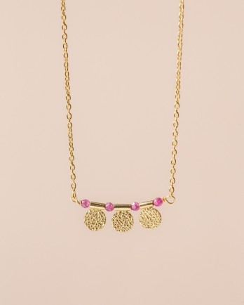 L - Collier Yoruba ruby 2mm bead g.pl