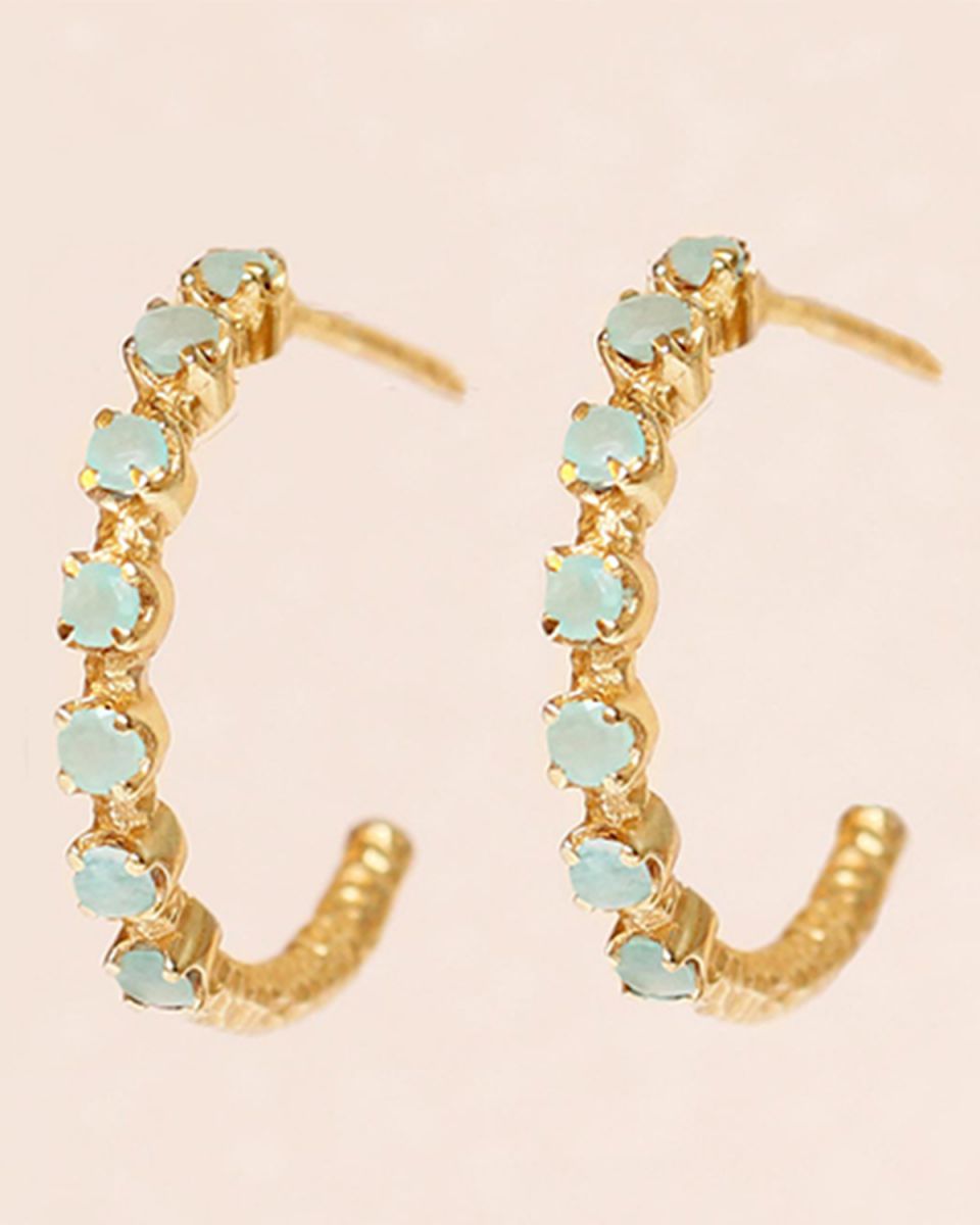 m earring full of amazonite gold plated