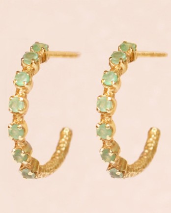 M - earring full of nefrite gold plated