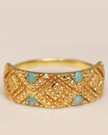 L- ring size 54 luxury amazonite gold plated