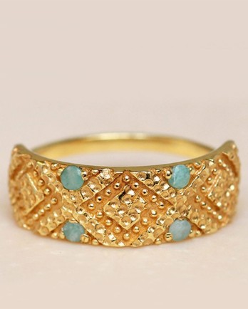 L- ring size 56 luxury amazonite gold plated