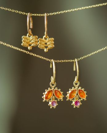 LL - Earring hanging Corvus red agate 2,5x5mm marquise g.pl