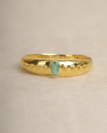 LL - Ring Vedda size 52 green agate 2x4mm oval g.pl