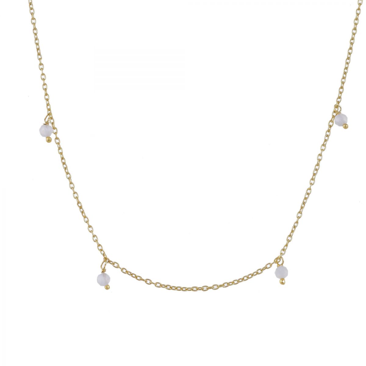 n collier 3mm moonstone beads 90cm gold plated