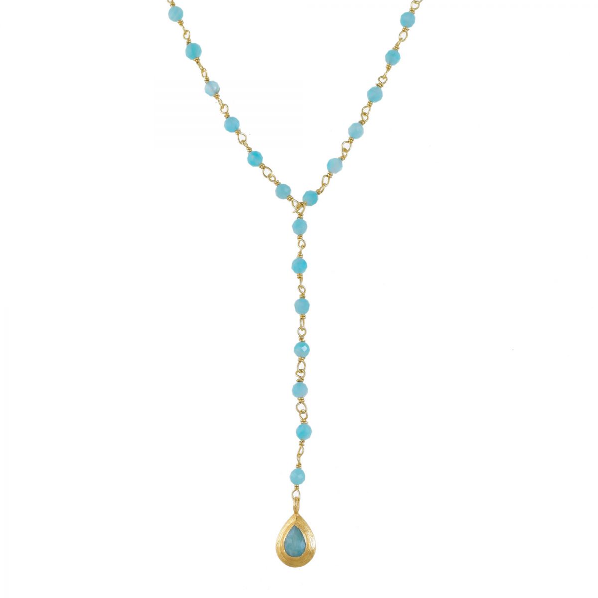 n collier amazonite beads with drop gold plated