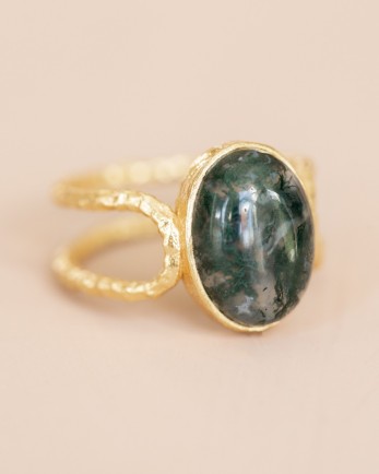 M - Ring size 58 Bella with 10x12mm moss agate g.pl