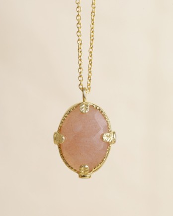 N - Collier Hadza peach moonstone 10x14mm oval g.pl