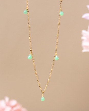 N - Collier Tulip drops chrysoprase g.pl