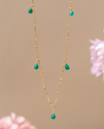 N - Collier Tulip drops green onyx g.pl
