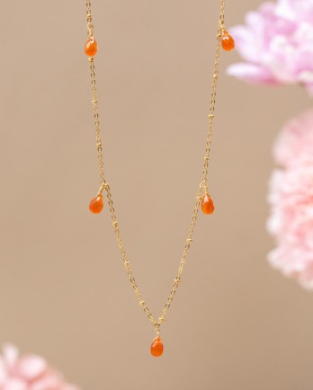 N - Collier Tulip drops red agate g.pl