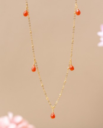 N - Collier Tulip drops red onyx g.pl