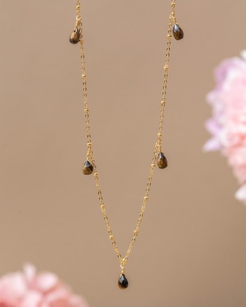N - Collier Tulip drops tiger eye g.pl