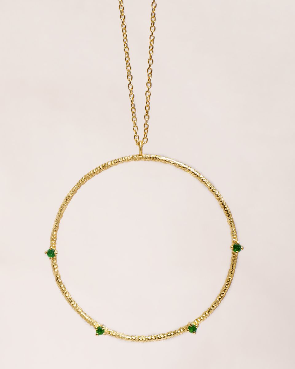 p collier 65cm green zed noel gold plated