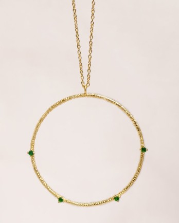 P - Collier 65cm green zed noel gold plated