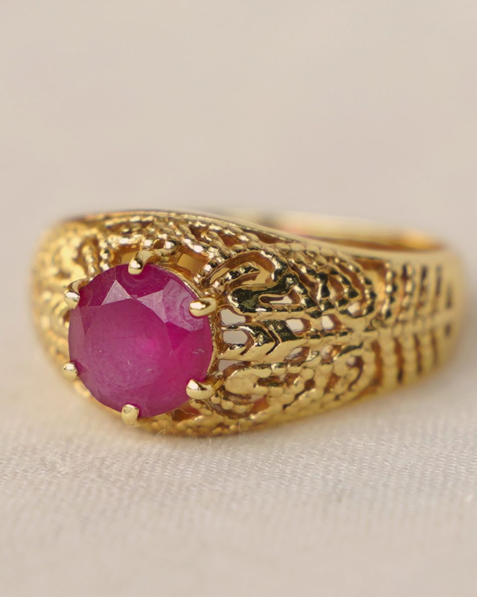 q ring size 54 signet ruby round deluxe g pl