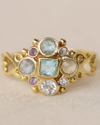 R - Ring size 50 blooming blue topaz g. pl.