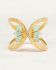 ring size 52 amazonite 2x4mm butterfly wings gem gold plated