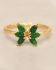 ring size 52 dark green zed 2x4mm butterfly gem gold plated