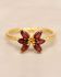 ring size 52 garnet 2x4mm butterfly gem gold plated