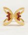 ring size 52 garnet 2x4mm butterfly wings gem gold plated