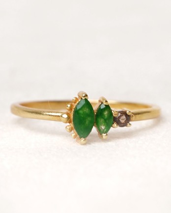 Ring size 52 smokey quartz + dark green zed 2,5/2,4/2x2mm le