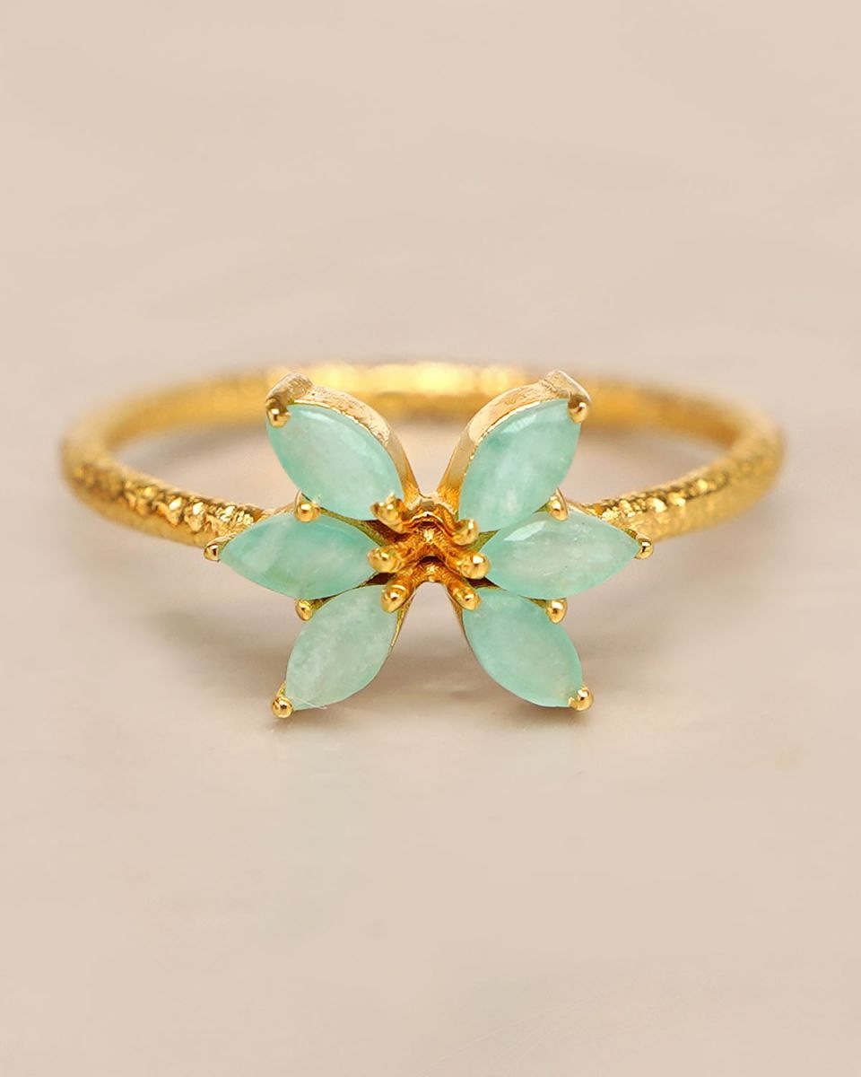 ring size 54 amazonite 2x4mm butterfly gem gold plated