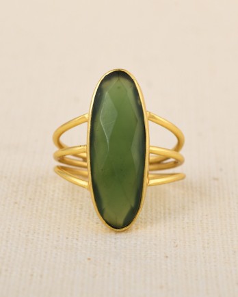 RR - Ring size 54 Beth with 8x24mm dark nefrite g.pl