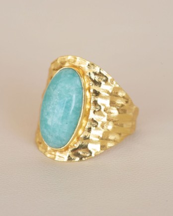 S - Ring Alae size 50 hammered amazonite g.pl.
