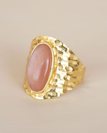 S - Ring Alae size 50 hammered peach moonstone g.pl.